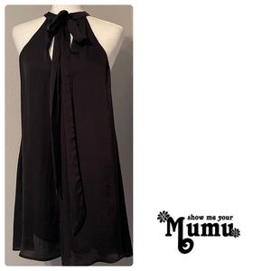 SMYM Tess Tie Front Halter Swing Dress in Black